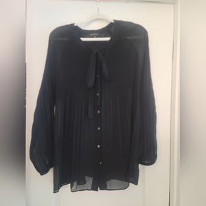 EUC Lane Bryant Pleated Black Sheer Blouse